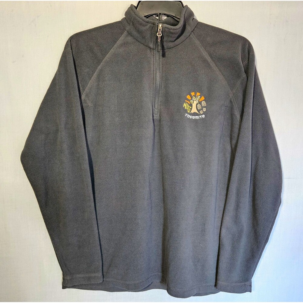 Polar Yosemite Hike Fleece Pullover Mens L Quarter Zip Gunmetal Grey Graphic